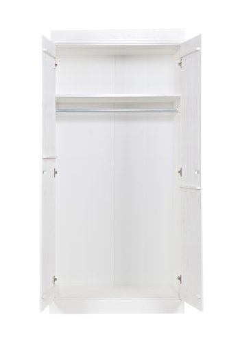 WOOOD Connect garderobe, m. 2 drer, 1 hylle og 1 hengerstang - hvit furu