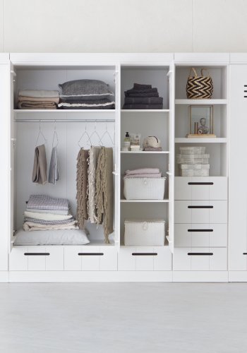 WOOOD Connect garderobe, m. 2 drer, 1 hylle og 1 hengerstang - hvit furu