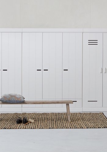 WOOOD Connect garderobe, m. 3 drer, 4 hyller, 1 hengestang og 3 skuffer - hvit furu