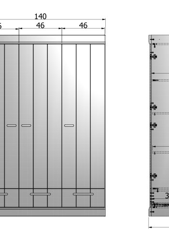 WOOOD Connect garderobe, m. 3 drer, 4 hyller, 1 hengestang og 3 skuffer - hvit furu