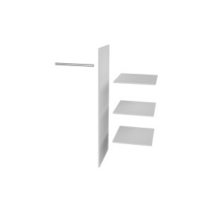 WOOOD Connect 1 bjlestang, 1 skillevg, 3 hylder til garderobeskab - hvid melamin