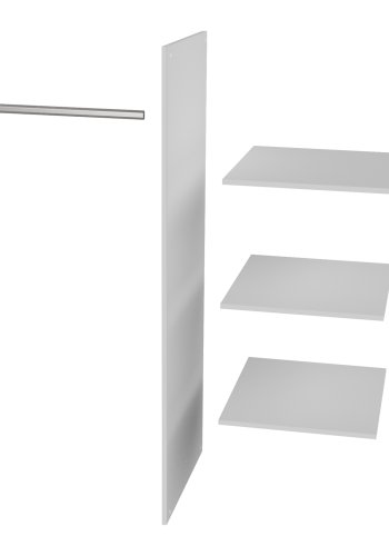 WOOOD Connect 1 hengestang, 1 skillevegg, 3 hyller for garderobe - hvit melamin