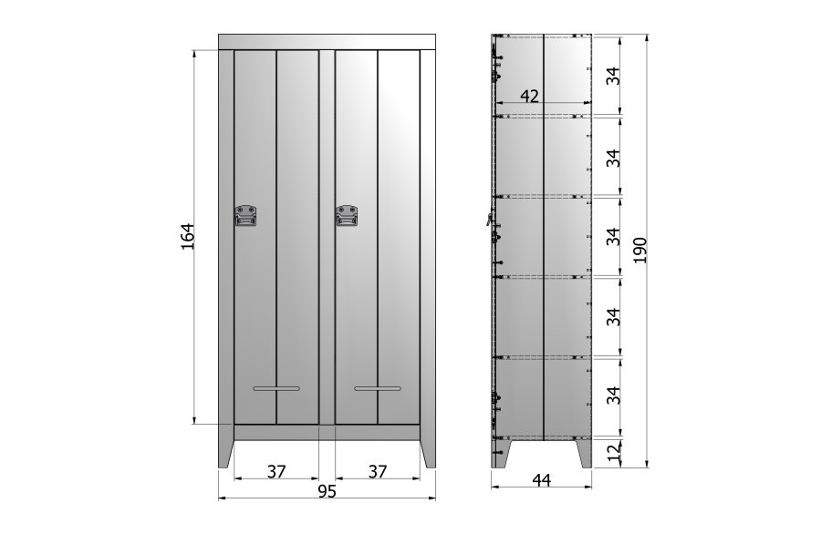 WOOOD Kluis skap, m. 2 drer og 4 hyller - stlgr furu