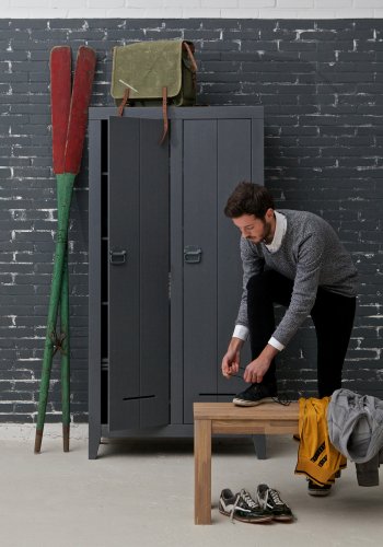 WOOOD Kluis skap, m. 2 drer og 4 hyller - stlgr furu