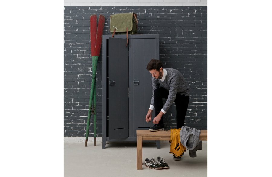 WOOOD Kluis skap, m. 2 drer og 4 hyller - stlgr furu