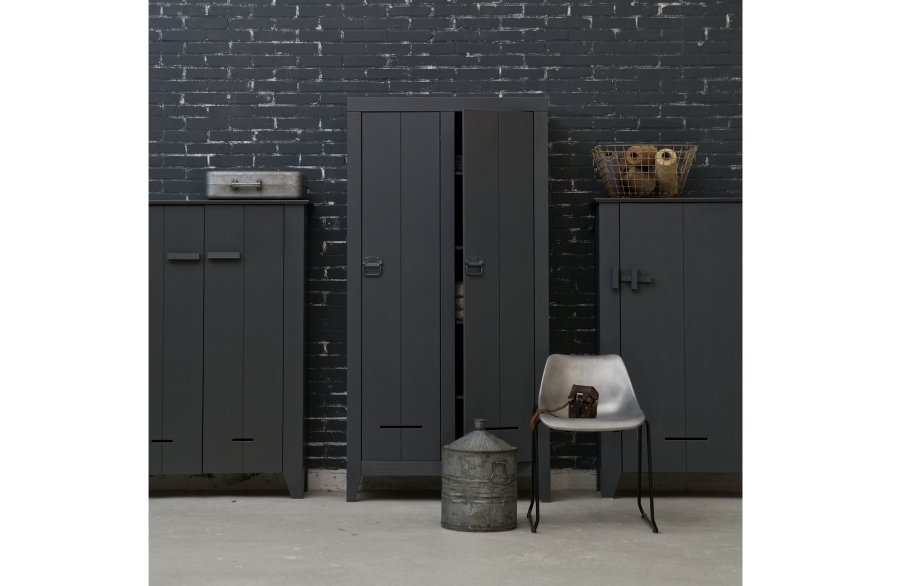 WOOOD Kluis skap, m. 2 drer og 4 hyller - stlgr furu