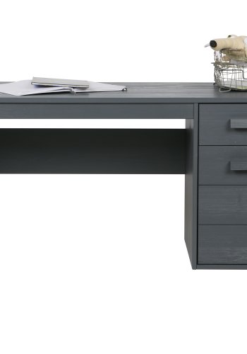 TRE Dennis skrivebord, m. 1 dr, 1 hylle og 1 skuff - stlgr furu (141x59)