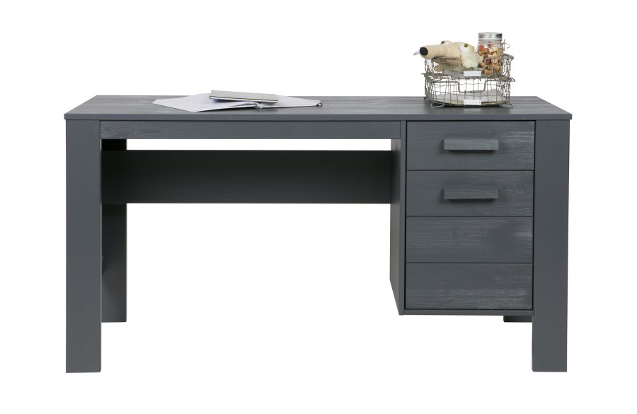 TRE Dennis skrivebord, m. 1 dr, 1 hylle og 1 skuff - stlgr furu (141x59)