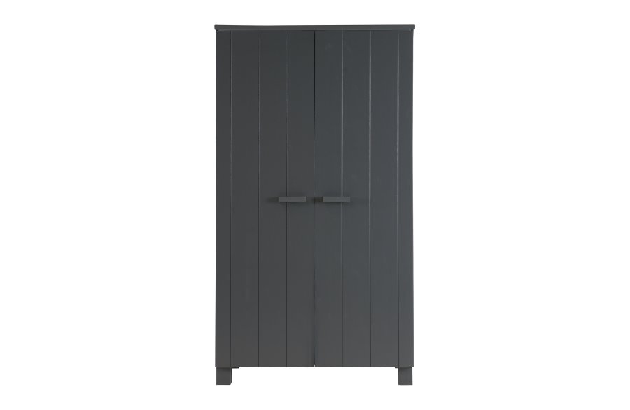 WOOOD Dennis garderobe for barn, m. 2 drer, 4 hyller og en hengestang - stlgr furu