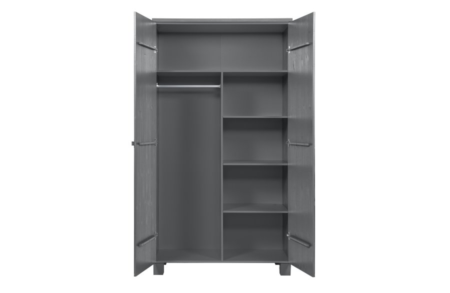 WOOOD Dennis garderobe for barn, m. 2 drer, 4 hyller og en hengestang - stlgr furu