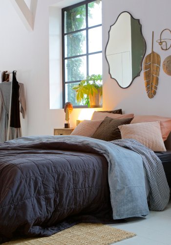 WOOOD Collection sidebord, m. 1 skuff - naturlig mangotre og metall (40x30)