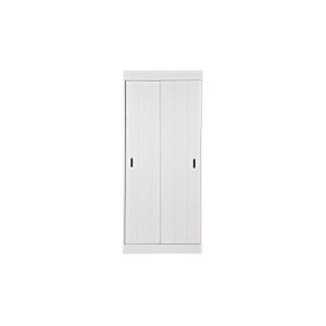 WOOOD Row garderobeskab, m. 2 skydelger og hylder - hvid fyrretr og melamin