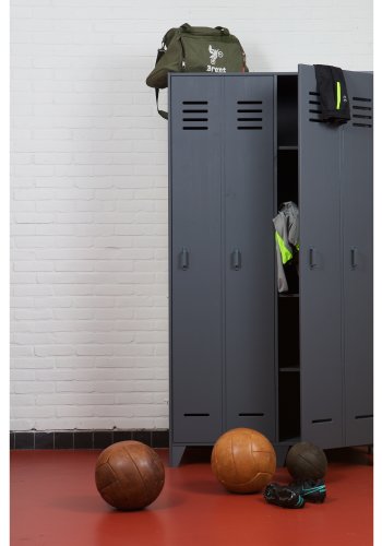 WOOOD Stijn Garderobeskap, m. 2 drer og 8 hyller - stlgr furu