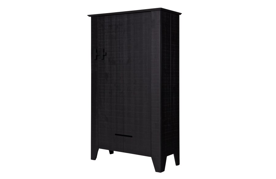 WOOOD Gus grdsdrift, m. 1 dr og 3 hyller - sort furu