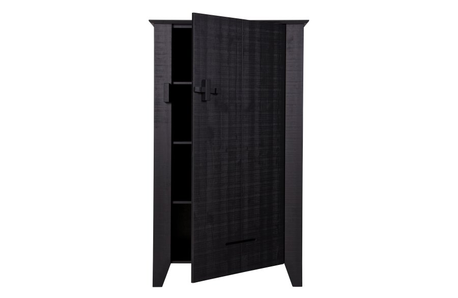 WOOOD Gus grdsdrift, m. 1 dr og 3 hyller - sort furu