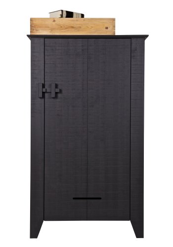 WOOOD Gus grdsdrift, m. 1 dr og 3 hyller - sort furu