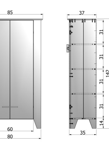 WOOOD Gus grdsdrift, m. 1 dr og 3 hyller - sort furu