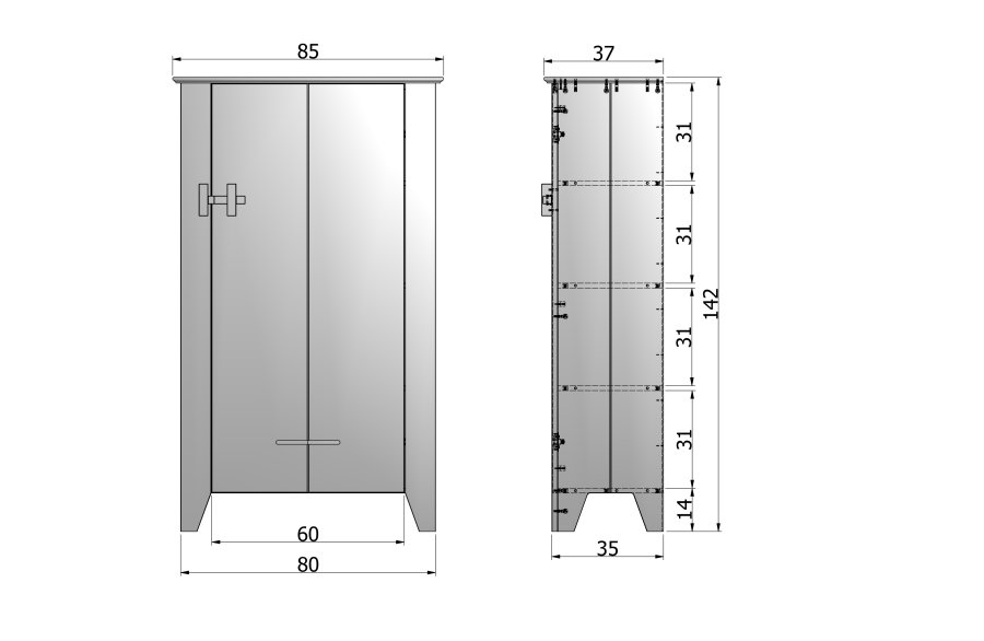WOOOD Gus grdsdrift, m. 1 dr og 3 hyller - sort furu