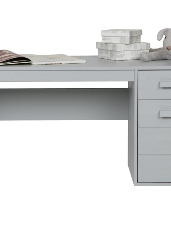 TRE Dennis skrivebord, m. 1 dr, 1 hylle og 1 skuff - betonggr furu (141x59)