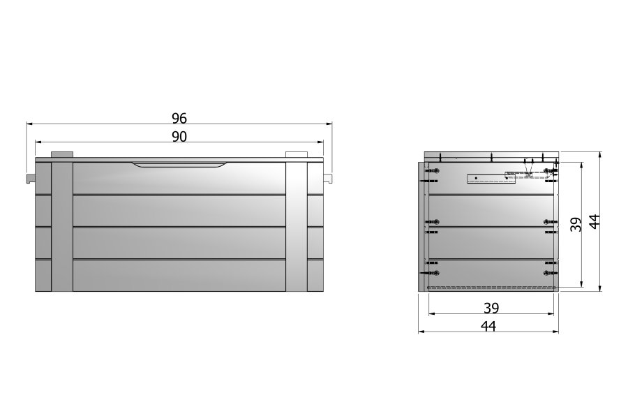 WOOOD Dennis oppbevaringsboks med lokk - betonggr furu (90x42)