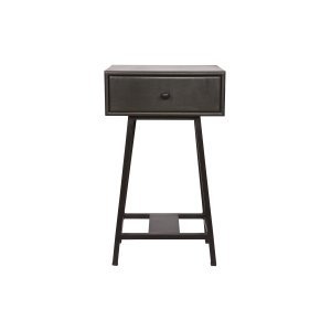 WOOOD Collection sidobord, w. 1 lda - svart mangoträ och svart metall (40x30)