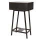 WOOOD Collection sidebord, m. 1 skuff - svart mangotre og svart metall (40x30)