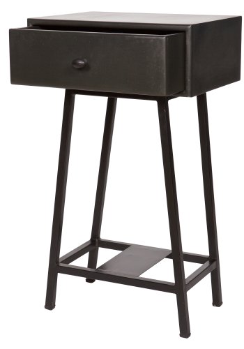 WOOOD Collection sidebord, m. 1 skuff - svart mangotre og svart metall (40x30)