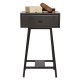 WOOOD Collection sidebord, m. 1 skuff - svart mangotre og svart metall (40x30)