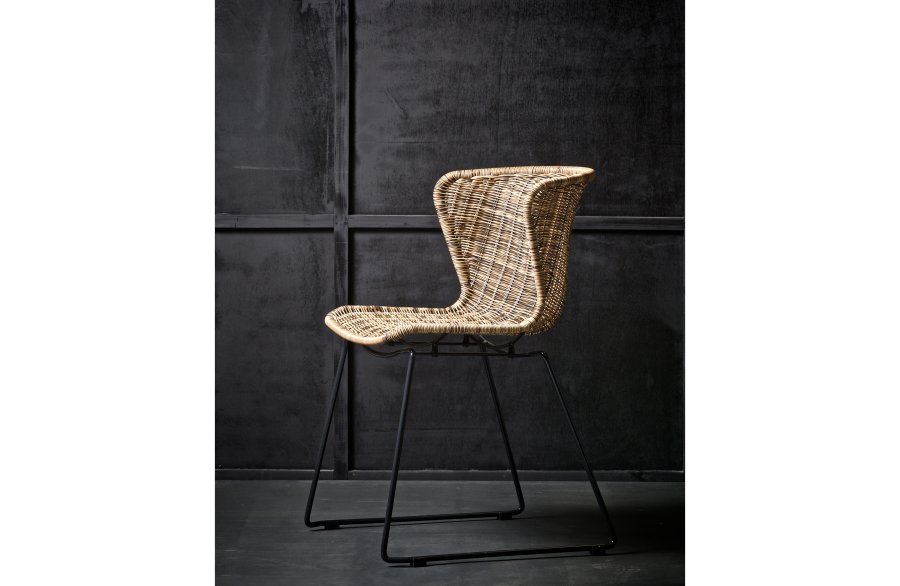 WOOOD Wings spisebordstol - naturlig polyesterrotting og sort stl