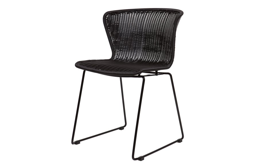 WOOOD Wings spisebordstol - svart polyetylen og sort metall