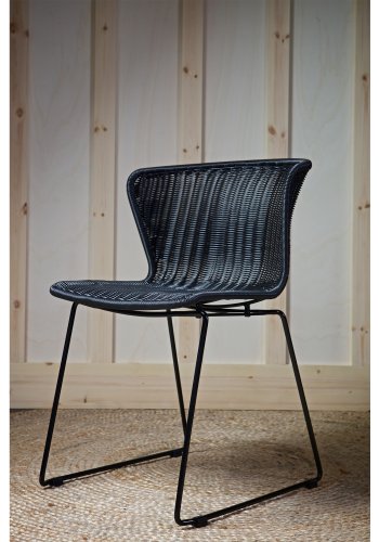 WOOOD Wings spisebordstol - svart polyetylen og sort metall