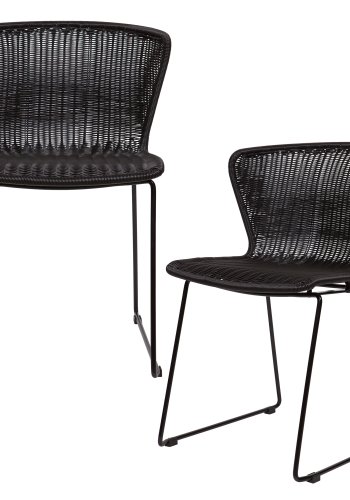 WOOOD Wings spisebordstol - svart polyetylen og sort metall