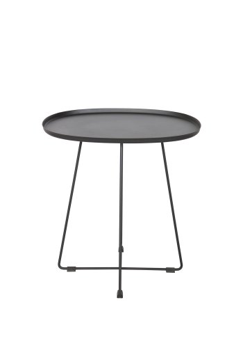 WOOOD Otis sidebord, for innendrs og utendrs bruk, ovalt - svart metall (43x51)
