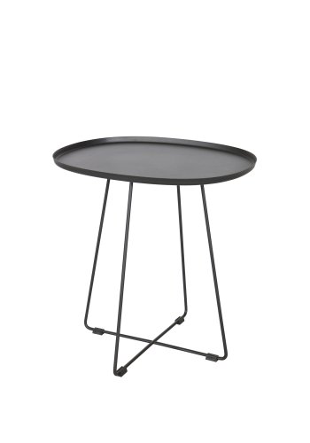 WOOOD Otis sidebord, for innendrs og utendrs bruk, ovalt - svart metall (43x51)