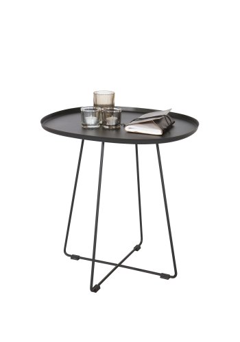 WOOOD Otis sidebord, for innendrs og utendrs bruk, ovalt - svart metall (43x51)