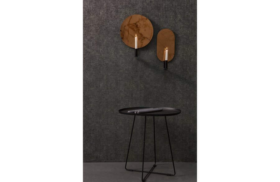 WOOOD Otis sidebord, for innendrs og utendrs bruk, ovalt - svart metall (43x51)