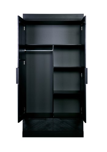 WOOOD Connect 1 hengestang, 1 skillevegg, 2 hyller for garderobe - svart melamin