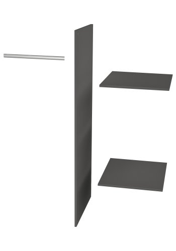 WOOOD Connect 1 hengestang, 1 skillevegg, 2 hyller for garderobe - svart melamin