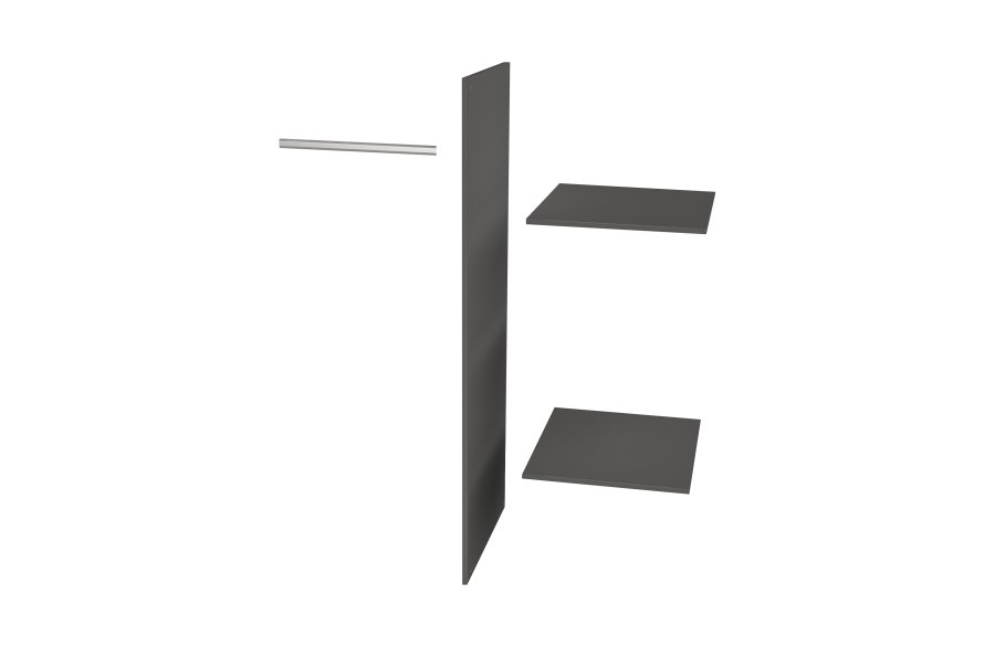 WOOOD Connect 1 hengestang, 1 skillevegg, 2 hyller for garderobe - svart melamin