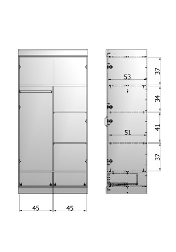 WOOOD Connect 1 hengestang, 1 skillevegg, 2 hyller for garderobe - svart melamin