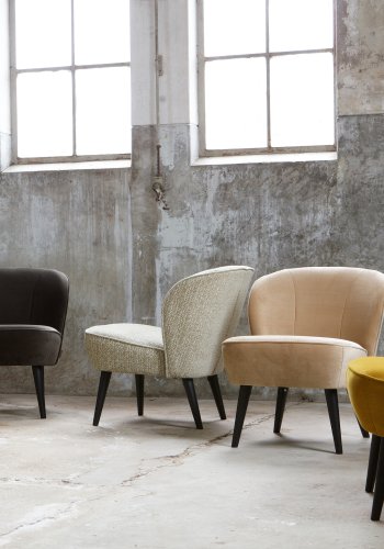 WOOOD Sara lenestol - oker polyesterflyel og bjrketre