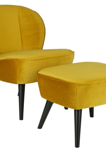 WOOOD Sara lenestol - oker polyesterflyel og bjrketre