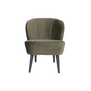 WOOOD Sara lnestol - varm grn polyester fljl og birketr