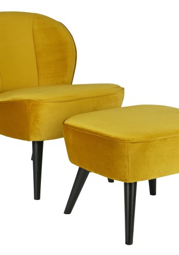 WOOOD Sara krakk, rektangulr - oker polyesterflyel og svart tre (56x36)