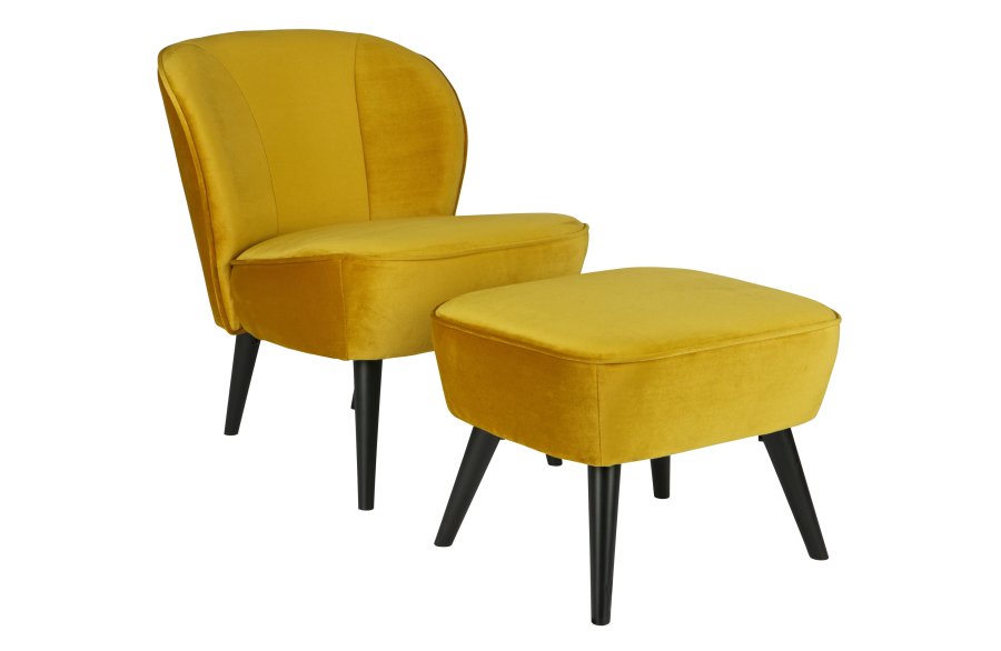 WOOOD Sara krakk, rektangulr - oker polyesterflyel og svart tre (56x36)