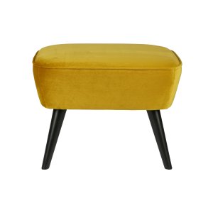 TRÄ Sara pall, rektangulär - ockra polyester sammet och svart trä (56x36)