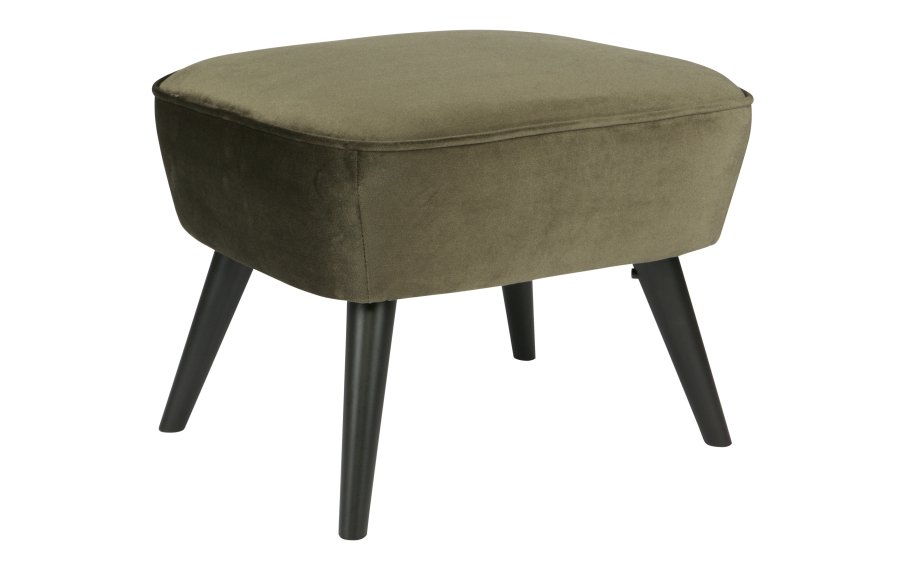 WOOOD Sara krakk, rektangulr - varm grnn polyesterflyel og svart tre (56x36)