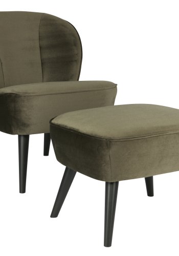 WOOOD Sara krakk, rektangulr - varm grnn polyesterflyel og svart tre (56x36)