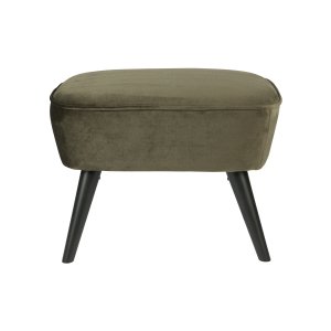 TRÄ Sara pall, rektangulär - varmgrön polyestersammet och svart trä (56x36)