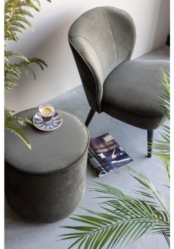 WOOOD Sara hy puff, rund - varm grnn polyesterflyel (46)